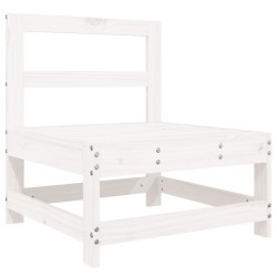 Salon de jardin 5 pcs blanc bois massif de pin 