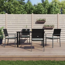 Ensemble à manger de jardin 5 pcs coussins résine tressée acier 