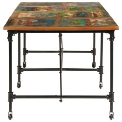 Table à manger 220x90x77 cm bois massif de récupération 
