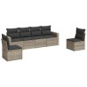 Salon de jardin 6 pcs avec coussins gris clair résine tressée 