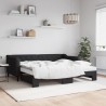 Lit de jour avec gigogne et matelas noir 90x190 cm tissu 