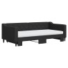 Lit de jour avec gigogne et matelas noir 90x190 cm tissu 
