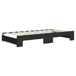 Lit de jour avec gigogne et matelas noir 90x190 cm tissu 