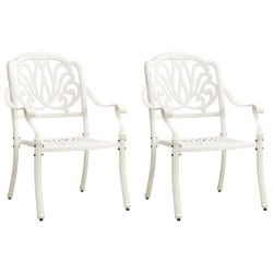 Chaises de jardin lot de 2 Aluminium coulé Blanc 