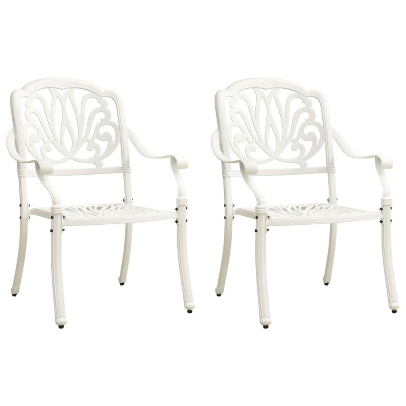 Chaises de jardin lot de 2 Aluminium coulé Blanc Chaises de jardin lot de 2 Aluminium coulé Blanc