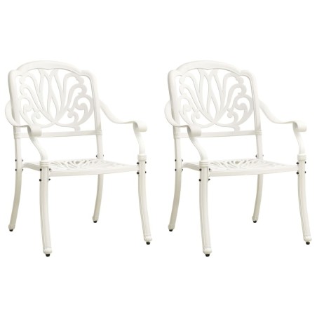 Chaises de jardin lot de 2 Aluminium coulé Blanc 