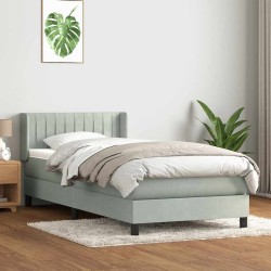 Sommier à lattes de lit et matelas gris clair 80x210 cm velours 