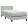 Sommier à lattes de lit et matelas gris clair 80x210 cm velours 