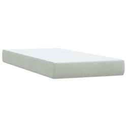 Sommier à lattes de lit et matelas gris clair 80x210 cm velours 