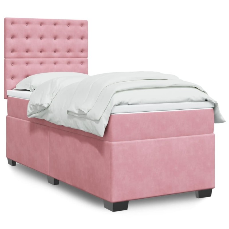 Sommier à lattes de lit avec matelas Rose 100x200 cm Velours 