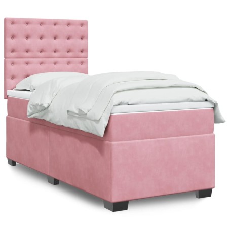 Sommier à lattes de lit avec matelas Rose 100x200 cm Velours 