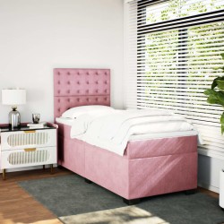 Sommier à lattes de lit avec matelas Rose 100x200 cm Velours 
