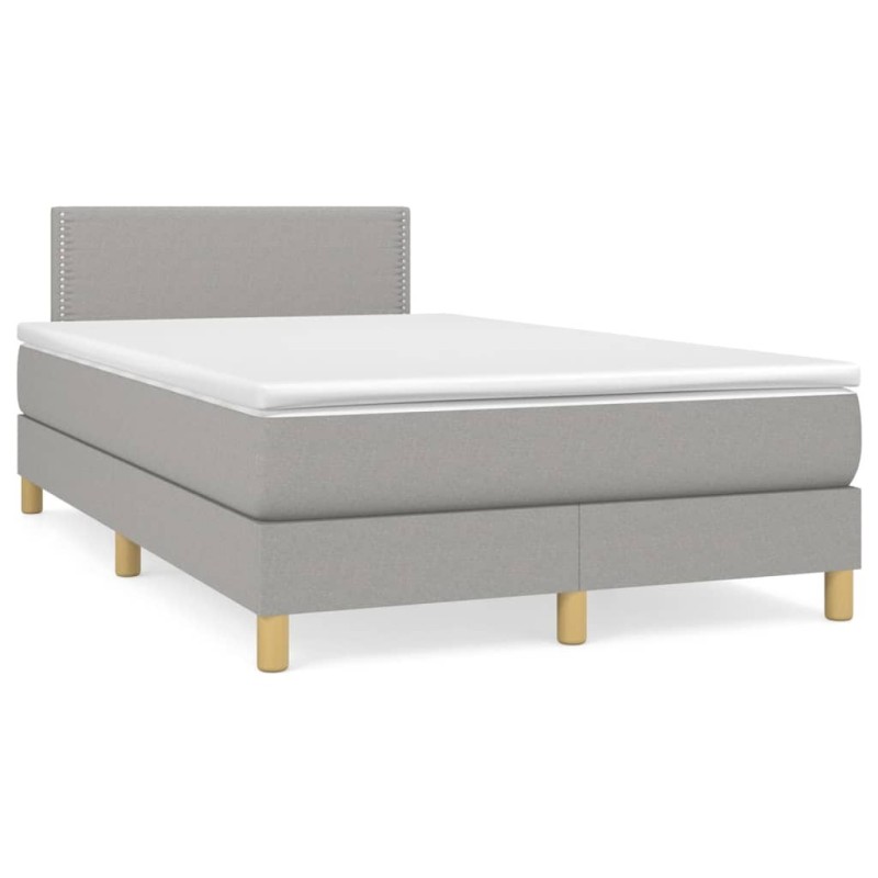 Sommier à lattes de lit et matelas gris clair 120x190 cm tissu 