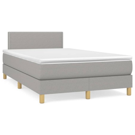 Sommier à lattes de lit et matelas gris clair 120x190 cm tissu 