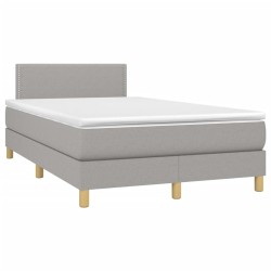 Sommier à lattes de lit et matelas gris clair 120x190 cm tissu 