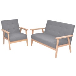 Ensemble de canapés 2 pcs Tissu Gris clair 