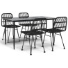 Ensemble à manger de jardin 5 pcs Noir Résine tressée 