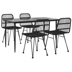 Ensemble à manger de jardin 5 pcs Noir Résine tressée 