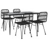 Ensemble à manger de jardin 5 pcs Noir Résine tressée 