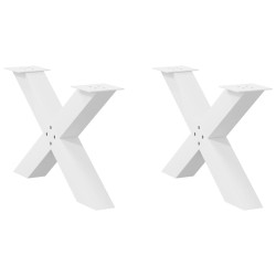 Pieds de table basse en forme de X, 2 pièces, blanc, 70 x (42-43) cm, acier 