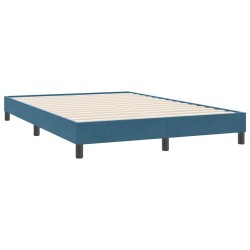 Cadre de lit sans matelas bleu foncé 140x220 cm velours 
