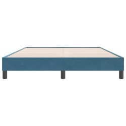 Cadre de lit sans matelas bleu foncé 140x220 cm velours 