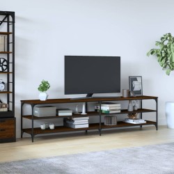 Meuble TV chêne marron 200x30x50 cm bois d'ingénierie et métal 