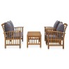 Salon de jardin 4 pcs avec coussins Bois d'acacia solide 