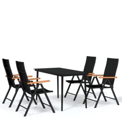Ensemble à manger de jardin 5 pcs Noir 