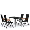 Ensemble à manger de jardin 5 pcs Noir 