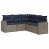 Salon de jardin 5 pcs avec coussins gris résine tressée 