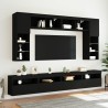 Ensemble de meubles TV muraux 8 pcs avec lumières LED noir 