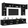 Ensemble de meubles TV muraux 8 pcs avec lumières LED noir 