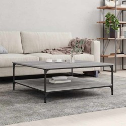 Table basse sonoma gris 100x100x40 cm bois d'ingénierie 