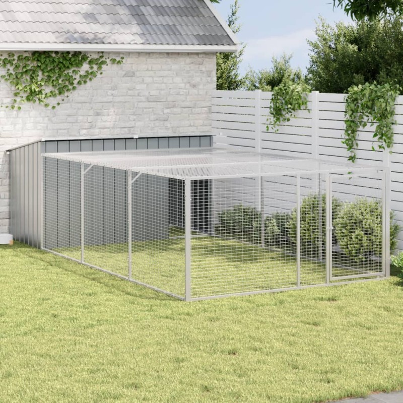Niche pour chien avec cour anthracite 197x396x110 cm 