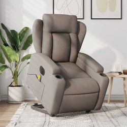 Fauteuil inclinable de massage électrique Taupe Tissu 