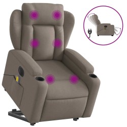 Fauteuil inclinable de massage électrique Taupe Tissu 