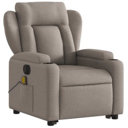 Fauteuil inclinable de massage électrique Taupe Tissu 
