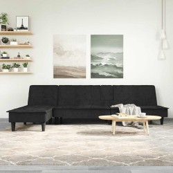 Canapé-lit en forme de L noir 255x140x70 cm velours 