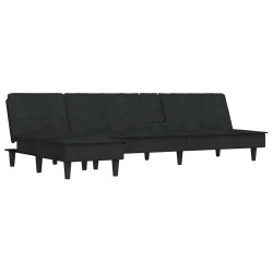 Canapé-lit en forme de L noir 255x140x70 cm velours 