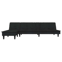 Canapé-lit en forme de L noir 255x140x70 cm velours 