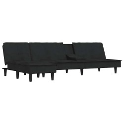 Canapé-lit en forme de L noir 255x140x70 cm velours 