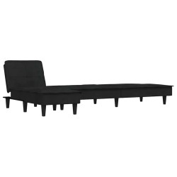 Canapé-lit en forme de L noir 255x140x70 cm velours 