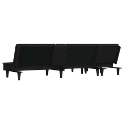 Canapé-lit en forme de L noir 255x140x70 cm velours 