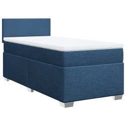 Sommier à lattes de lit avec matelas Bleu 90x190 cm Tissu 