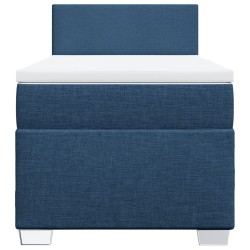 Sommier à lattes de lit avec matelas Bleu 90x190 cm Tissu 