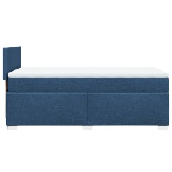 Sommier à lattes de lit avec matelas Bleu 90x190 cm Tissu 