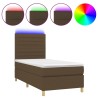 Sommier à lattes de lit matelas et LED Marron foncé 100x200 cm 