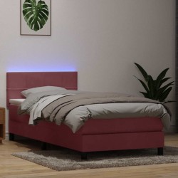 Sommier à lattes de lit avec matelas rose 100x210 cm velours 