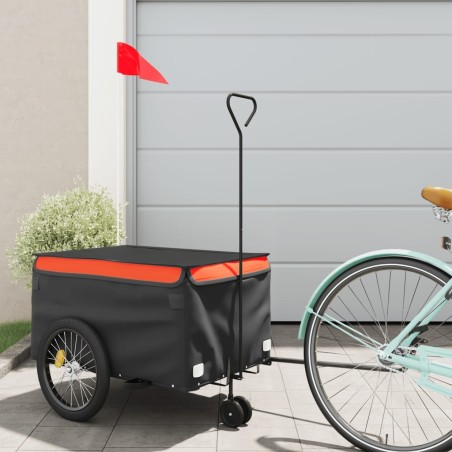 Remorque de vélo noir et orange 30 kg fer 